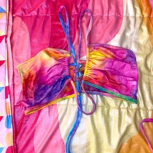 Tie Dye Rainbow Cross Crop Top 🌈